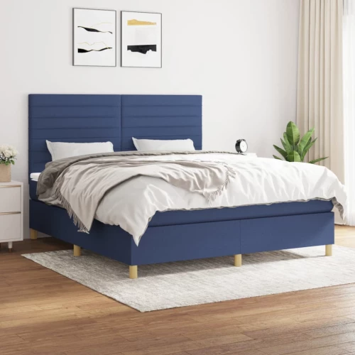 Κρεβάτι Boxspring με Στρώμα Μπλε 180x200 εκ. Υφασμάτινο Μπλε 3142439
