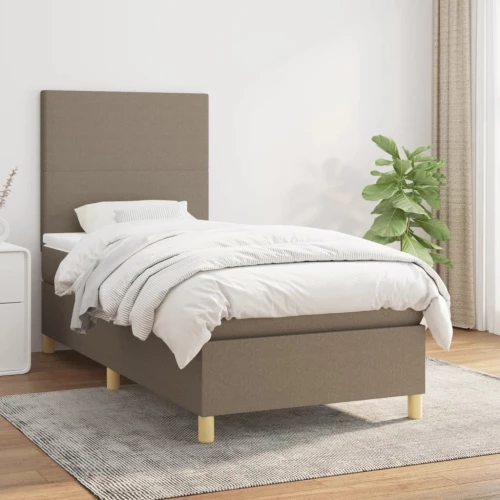 Κρεβάτι Boxspring με Στρώμα Taupe 100 x 200 εκ. Υφασμάτινο μπεζ-γκρι 3142157