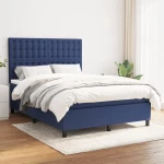 Κρεβάτι Boxspring με Στρώμα Μπλε 140x200 εκ. Υφασμάτινο Μπλε 3142103