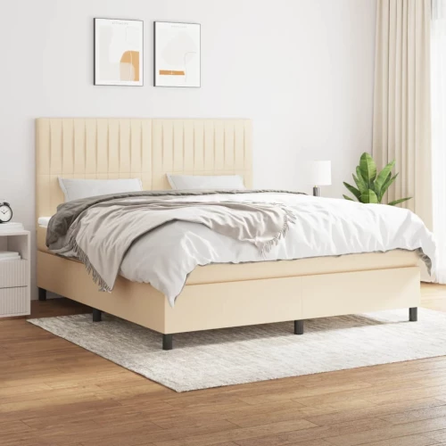 Κρεβάτι Boxspring με Στρώμα Κρεμ 160x200 εκ. Υφασμάτινο Κρεμ 3141950