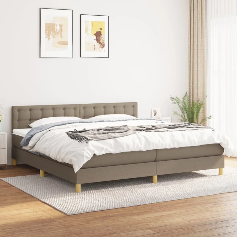 Κρεβάτι Boxspring με Στρώμα Taupe 200x200 εκ. Υφασμάτινο μπεζ-γκρι 3140965