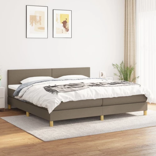 Κρεβάτι Boxspring με Στρώμα Taupe 200x200 εκ. Υφασμάτινο μπεζ-γκρι 3140485