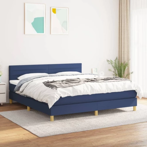 Κρεβάτι Boxspring με Στρώμα Μπλε 160x200 εκ. Υφασμάτινο Μπλε 3140711