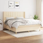 Κρεβάτι Boxspring με Στρώμα Κρεμ 180x200 εκ. Υφασμάτινο Κρεμ 3132334