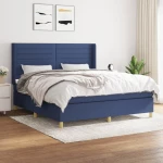 Κρεβάτι Boxspring με Στρώμα Μπλε 180x200 εκ. Υφασμάτινο Μπλε 3132095