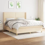 Κρεβάτι Boxspring με Στρώμα Κρεμ 180x200 εκ. Υφασμάτινο Κρεμ 3131934