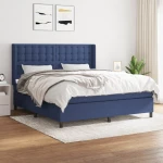 Κρεβάτι Boxspring με Στρώμα Μπλε 160x200 εκ. Υφασμάτινο Μπλε 3131767
