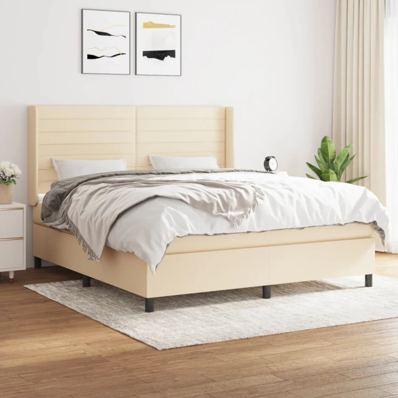 Κρεβάτι Boxspring με Στρώμα Κρεμ 160x200 εκ. Υφασμάτινο Κρεμ 3131526