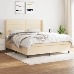 Κρεβάτι Boxspring με Στρώμα Κρεμ 160x200 εκ. Υφασμάτινο Κρεμ 3131526