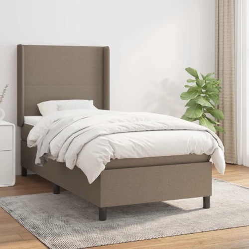 Κρεβάτι Boxspring με Στρώμα Taupe 100 x 200 εκ. Υφασμάτινο μπεζ-γκρι 3131253