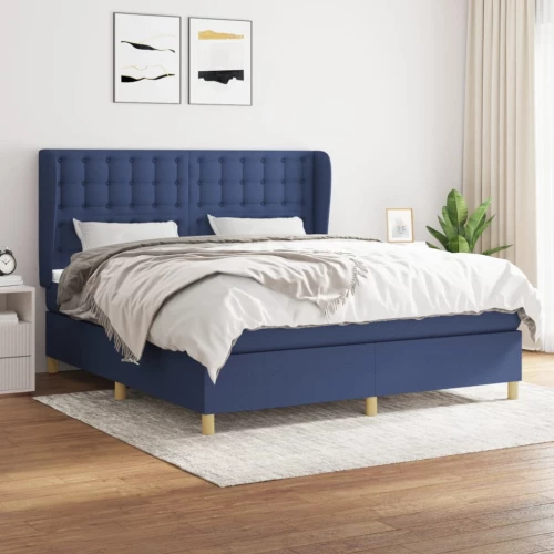 Κρεβάτι Boxspring με Στρώμα Μπλε 160x200 εκ. Υφασμάτινο Μπλε 3128859
