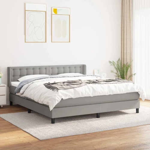 Κρεβάτι Boxspring με Στρώμα Αν. Πράσινο 160x200εκ Υφασμάτινο Γκρι 3130041