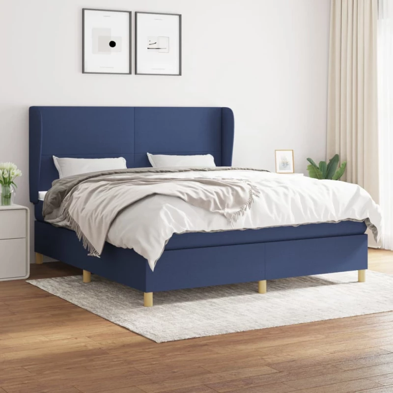 Κρεβάτι Boxspring με Στρώμα Μπλε 160x200 εκ. Υφασμάτινο Μπλε 3128379