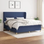 Κρεβάτι Boxspring με Στρώμα Μπλε 160x200 εκ. Υφασμάτινο Μπλε 3128379