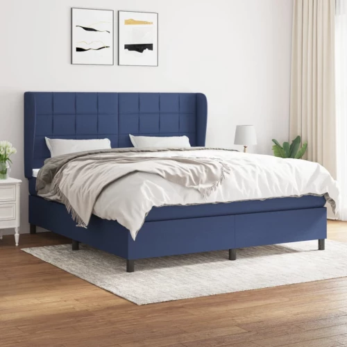 Κρεβάτι Boxspring με Στρώμα Μπλε 160x200 εκ. Υφασμάτινο Μπλε 3127979