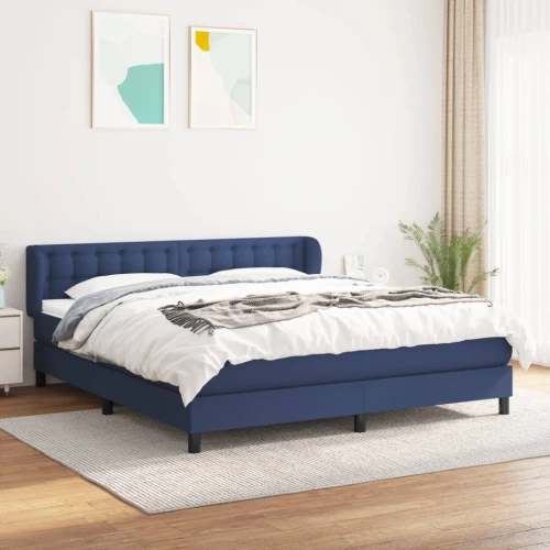 Κρεβάτι Boxspring με Στρώμα Μπλε 160x200 εκ. Υφασμάτινο Μπλε 3126579