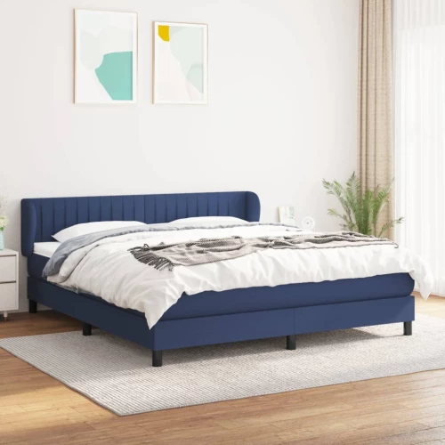 Κρεβάτι Boxspring με Στρώμα Μπλε 180x200 εκ. Υφασμάτινο Μπλε 3126427