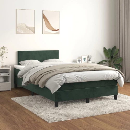 Κρεβάτι Boxspring με Στρώμα Σκούρο Πράσινο 120x200εκ. Βελούδινο Πράσινο 3141176