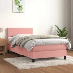 Κρεβάτι Boxspring με Στρώμα Ροζ 80 x 200 εκ. Βελούδινο Ροζ 3141154