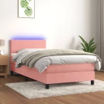 Κρεβάτι Boxspring με Στρώμα & LED Ροζ 80 x 200 εκ. Βελούδινο Ροζ 3134254