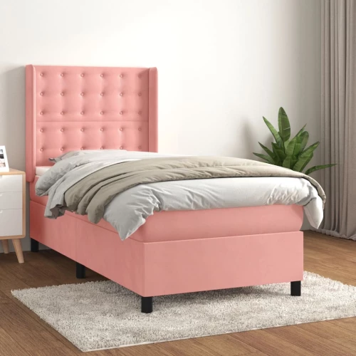 Κρεβάτι Boxspring με Στρώμα Ροζ 80 x 200 εκ. Βελούδινο Ροζ 3132890