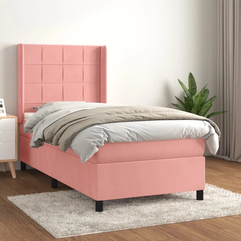Κρεβάτι Boxspring με Στρώμα Ροζ 80 x 200 εκ. Βελούδινο Ροζ 3132650
