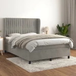 Κρεβάτι Boxspring με Στρώμα Ανοιχτό Γκρι 140x200 εκ. Βελούδινο Γκρι 3129333