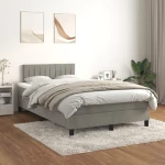 Κρεβάτι Boxspring με Στρώμα Ανοιχτό Γκρι 120x200 εκ. Βελούδινο Γκρι 3141413