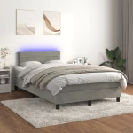 Κρεβάτι Boxspring με Στρώμα & LED Αν.Γκρι 120x200 εκ. Βελούδινο Γκρι 3134453