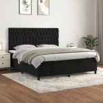 Κρεβάτι Boxspring με Στρώμα Μαύρο 180x200 εκ. Βελούδινο Μαύρο 3143219