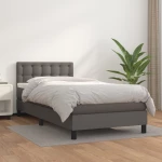 Κρεβάτι Boxspring με Στρώμα Γκρι 100x200εκ. από Συνθετικό Δέρμα Γκρι 3141111
