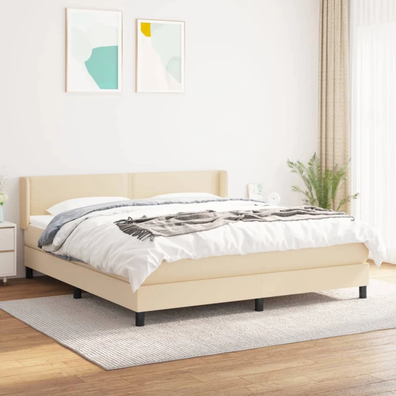 Κρεβάτι Boxspring με Στρώμα Κρεμ 180x200 εκ. Υφασμάτινο Κρεμ 3129654