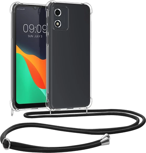 KWmobile Διάφανη Θήκη Σιλικόνης με Λουράκι Λαιμού - Motorola Moto E13 - Transparent (61623.01)