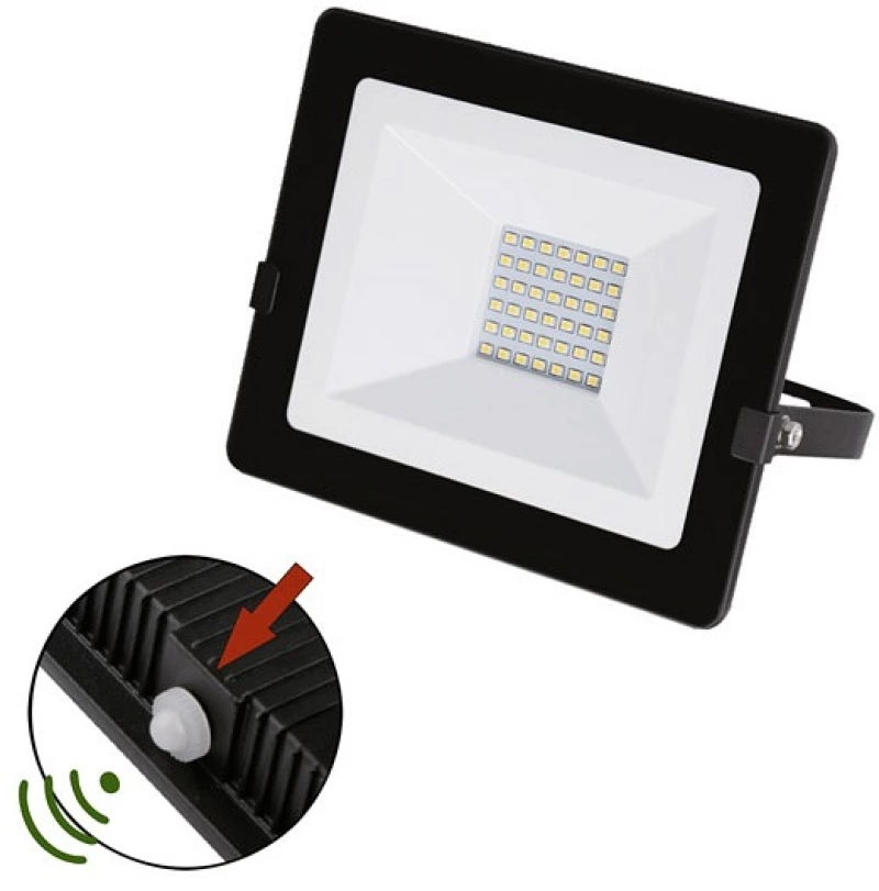 Adeleq Προβολέας Led-Smd 30W Φωτοκύτταρο 4000Κ Ip65 Μαύρος 3-0303011