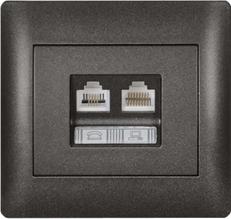 RHYME PHONE SOCKET + COMPUTER SOCKET GRAPHITE METALLIC