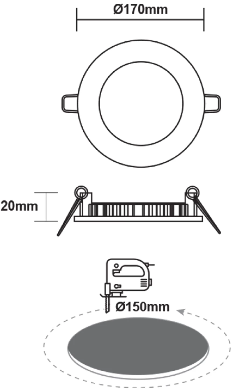 ΛΕΥΚΟ ΣΤΡΟΓΓΥΛΟ LED ΠΑΝΕΛ ΧΩΝΕΥΤΟ 12W 4000K 1100Lm Φ170mm 230V AC Ra80