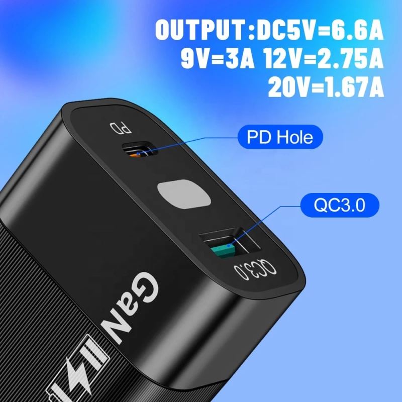 Techsuit® Φορτιστής Χωρίς Καλώδιο με Θύρα USB-A και USB-C 65W Quick Charge 3.0 Μαύρος (CHPD131) BULK