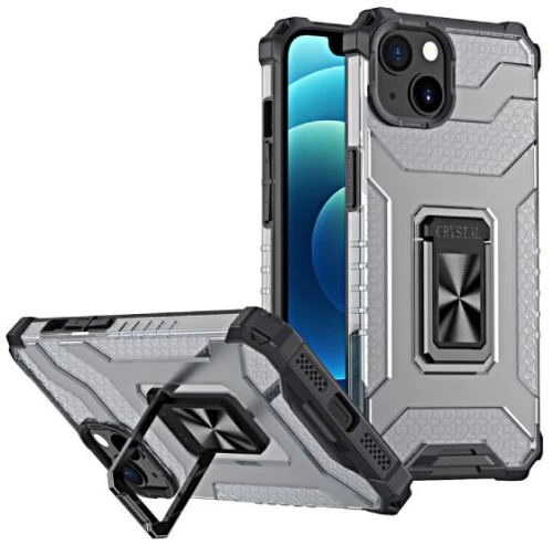 Ημιδιάφανη θήκη Hurtel Crystal Ring Armor iPhone 13 Mini με περίγραμμα χρώματος Μαύρο