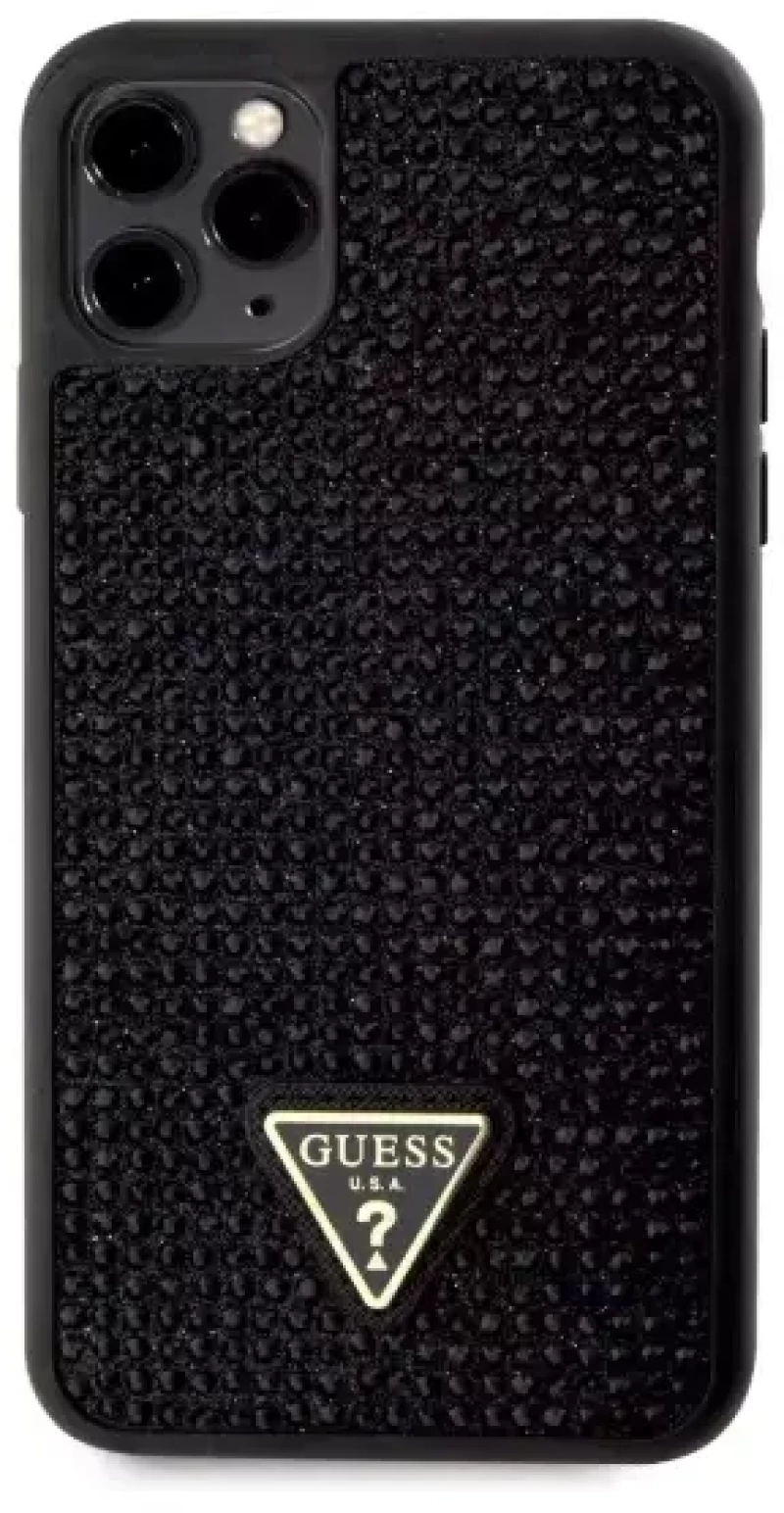 Guess® Rhinestones Triangle Metal Logo Collection iPhone 11 Pro Max - Μαύρο (GUHCN65HDGTPK)