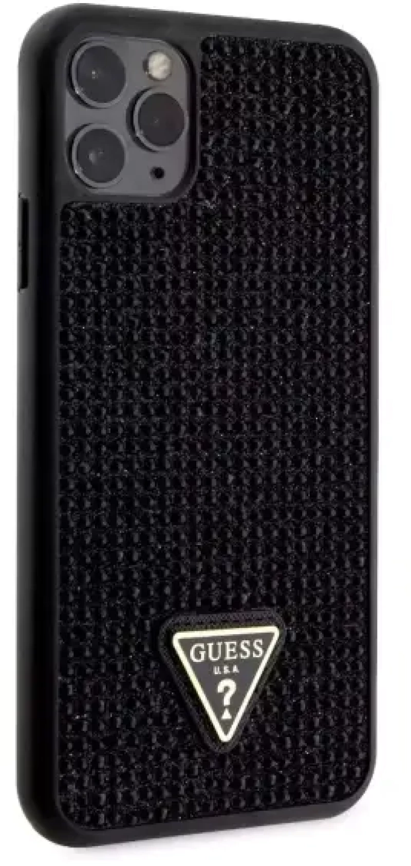 Guess® Rhinestones Triangle Metal Logo Collection iPhone 11 Pro Max - Μαύρο (GUHCN65HDGTPK)
