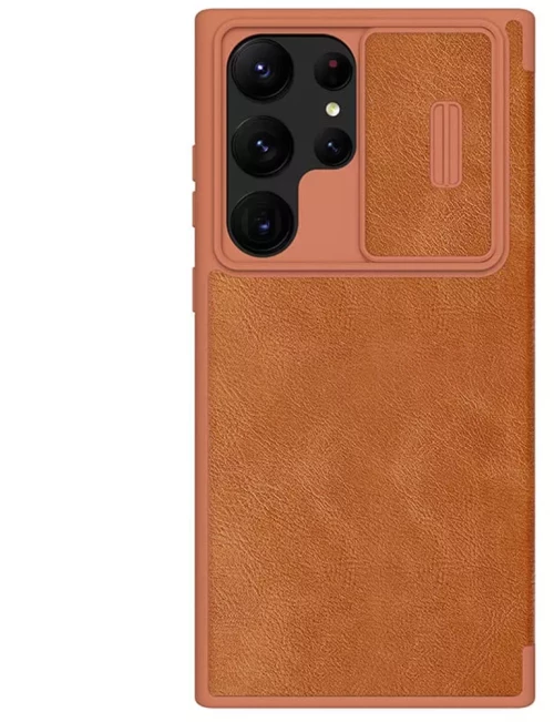 Nillkin® QIN PRO Leather Θήκη Βοοκ Δερματίνης Samsung Galaxy S23 Ultra - Καφέ