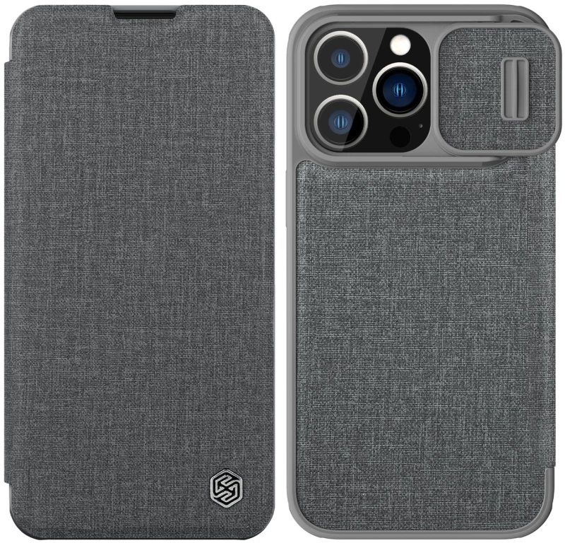 Nillkin Qin Pro Leather Case for iPhone 13 Pro Camera Protector Holster Cover Flip Cover Γκρί