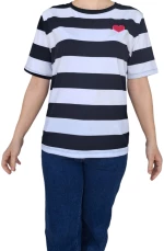 Γυναικείο T-shirt ριγέ ΑΣΠΡΟ/ΜΑΥΡΟ