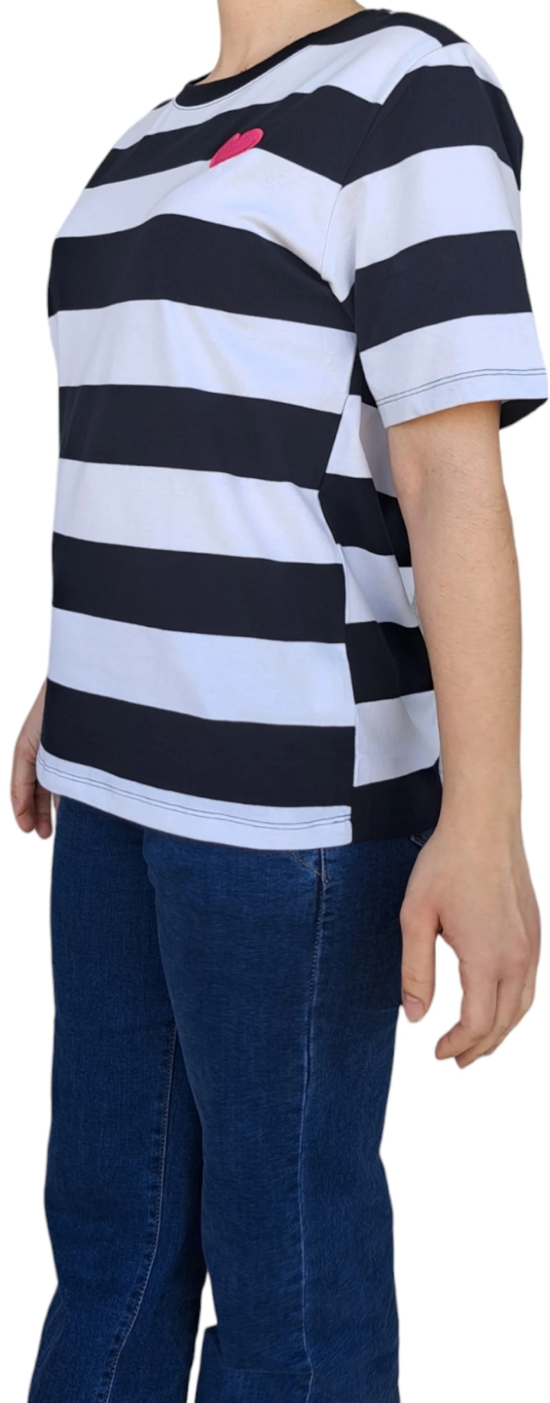 Γυναικείο T-shirt ριγέ ΑΣΠΡΟ/ΜΑΥΡΟ