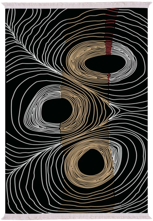 ΧΑΛΙ ΣΑΛΟΝΙΟΥ ME ΚΡΟΣΙΑ FB97723.27 ΜΑΥΡΟ - ΧΡΥΣΟ - ΓΚΡΙ 180X280 εκ.