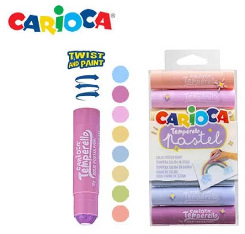 Τέμπερα Carioca Stic Washable Blister με 8 Χρώματα Παστέλ