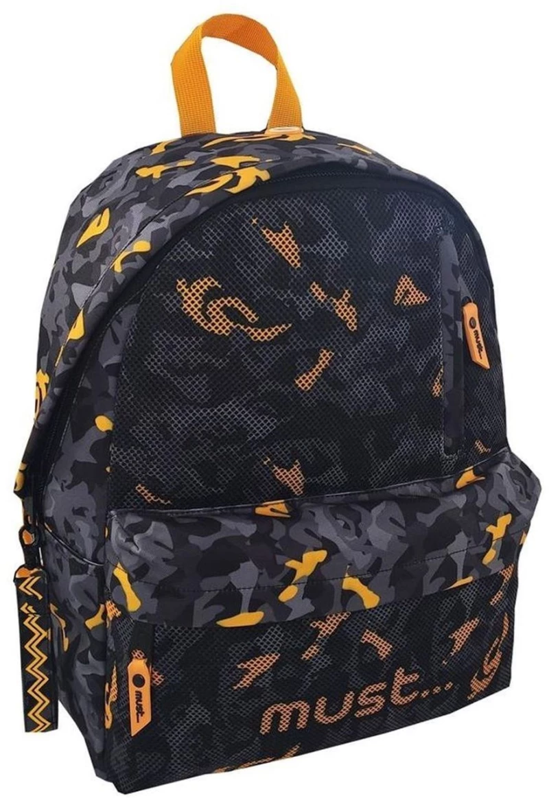 Σακίδιο Πλάτης Must 32x17x42cm Monochrome 1 Θήκη Army Net Black Orange 584612