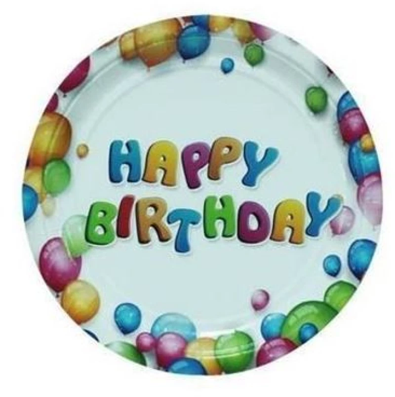 Πιάτα Χάρτινα Happy Birthday Για Party 23εκ. 6Τεμ.