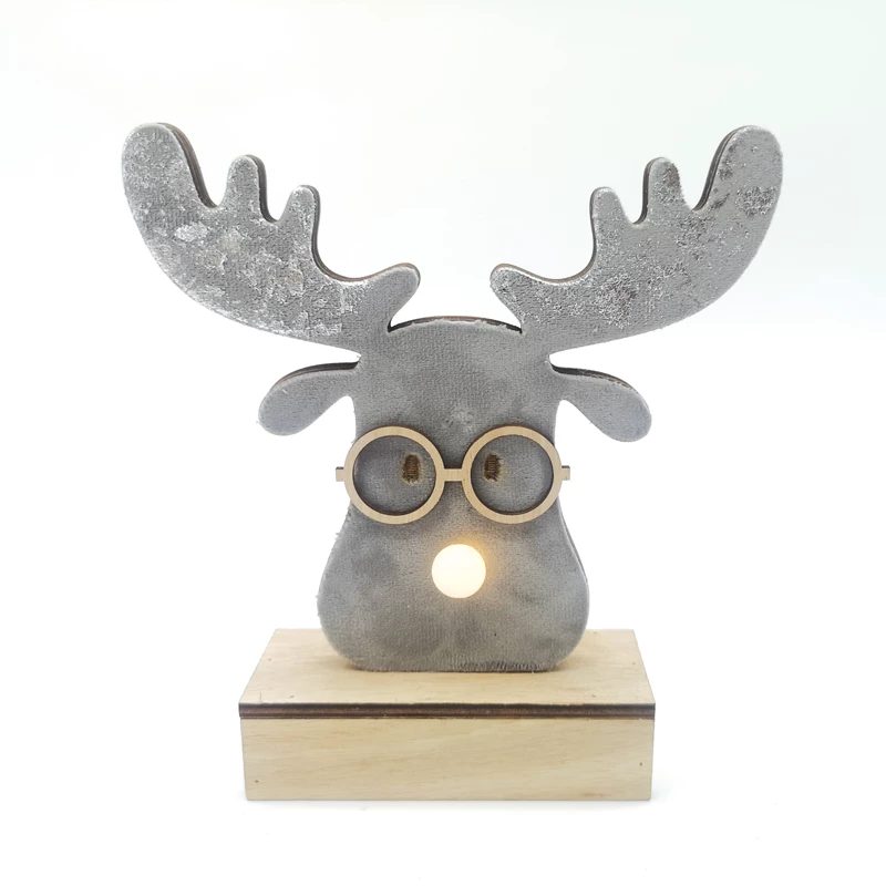 "WOODEN GREY REINDEER HEAD", 1 MINI LED ΛΑΜΠ. ΜΠΑΤ. (2xAA), WW,IP20, 18X4.5X16CM