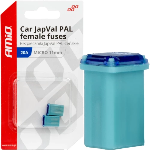 ΑΣΦΑΛΕΙΕΣ JapVal PAL ΜICRO 11mm ΘΗΛΥΚΕΣ 20A ΣΕ ΓΑΛΑΖΙΟ ΧΡΩΜΑ AMIO - 2 Τεμ.